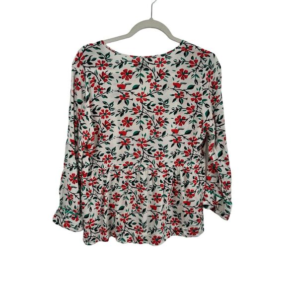 Stella Forest White Floral Blouse Sheer Button Front Womens FR 40 US Large - Picture 6 of 6